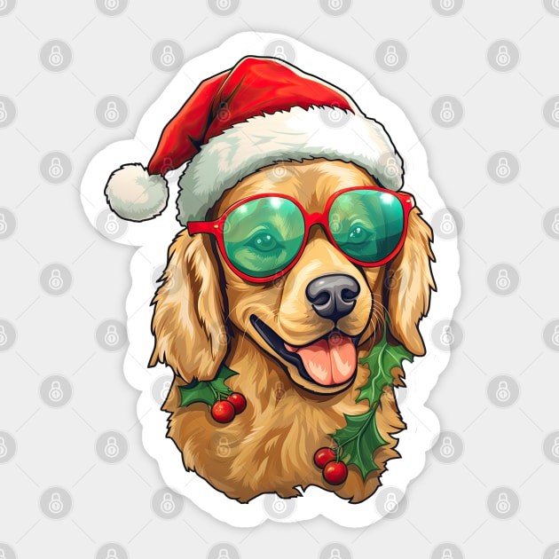 Cool Dog Santa Golden Retriever Sticker by ninistreasuretrove